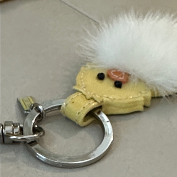 Coach Yellow and White Pom Pom Keychain - Picture 5 of 7